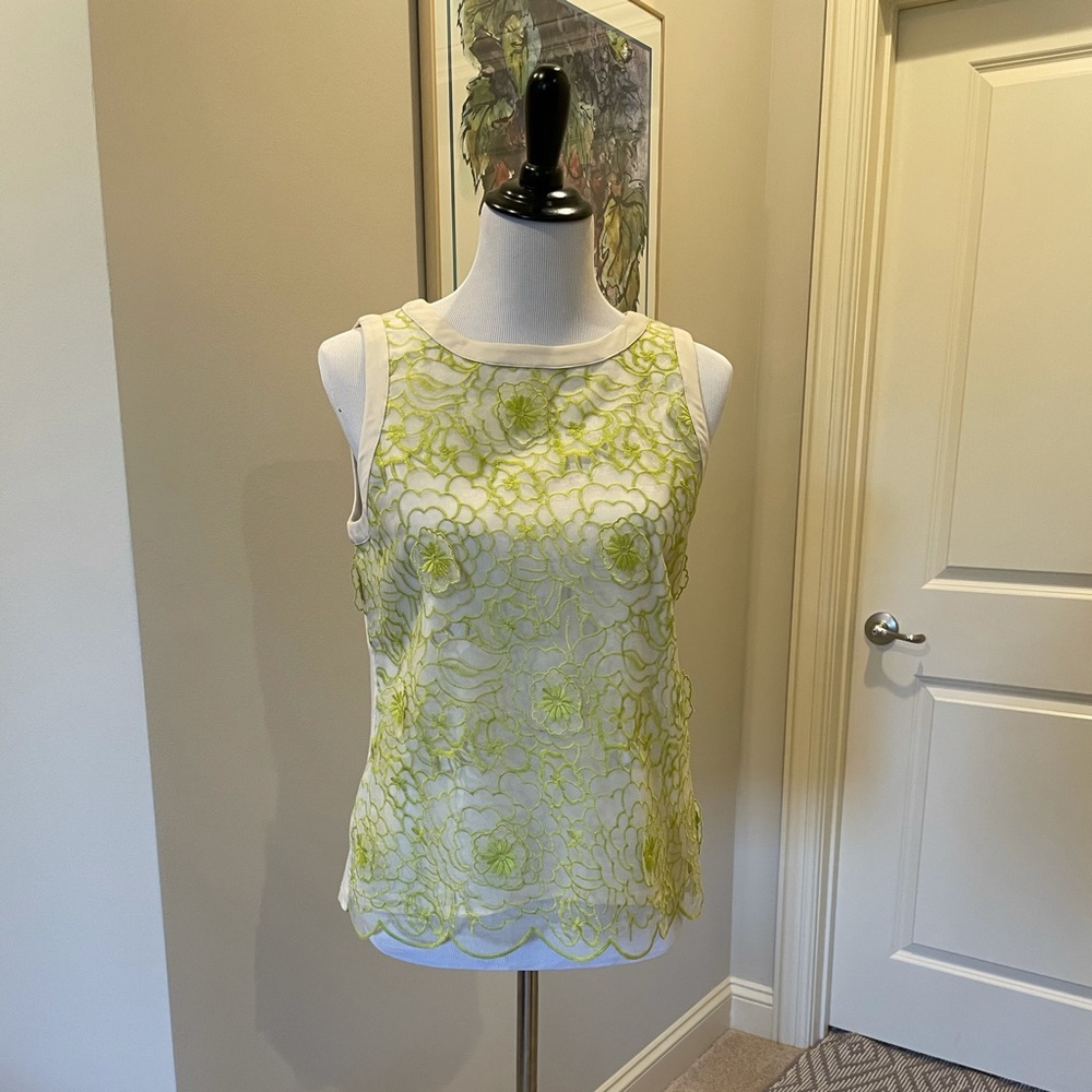 Ann Taylor Mixed Media Appliquéd Top